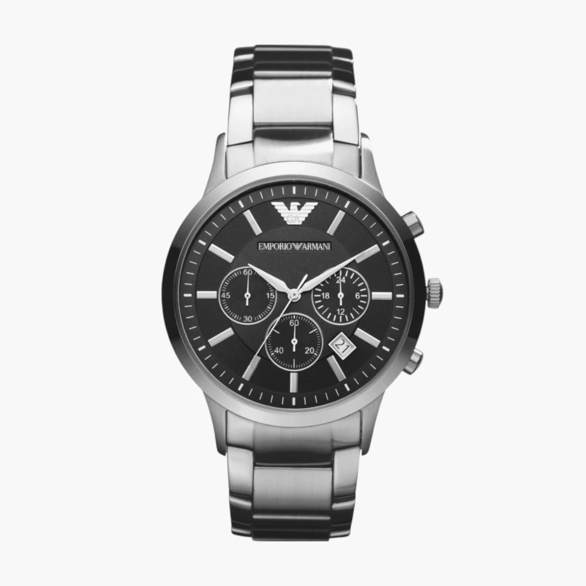Emporio Armani Silver Round Chronograph Stainless Steel Watch | LEVISONS