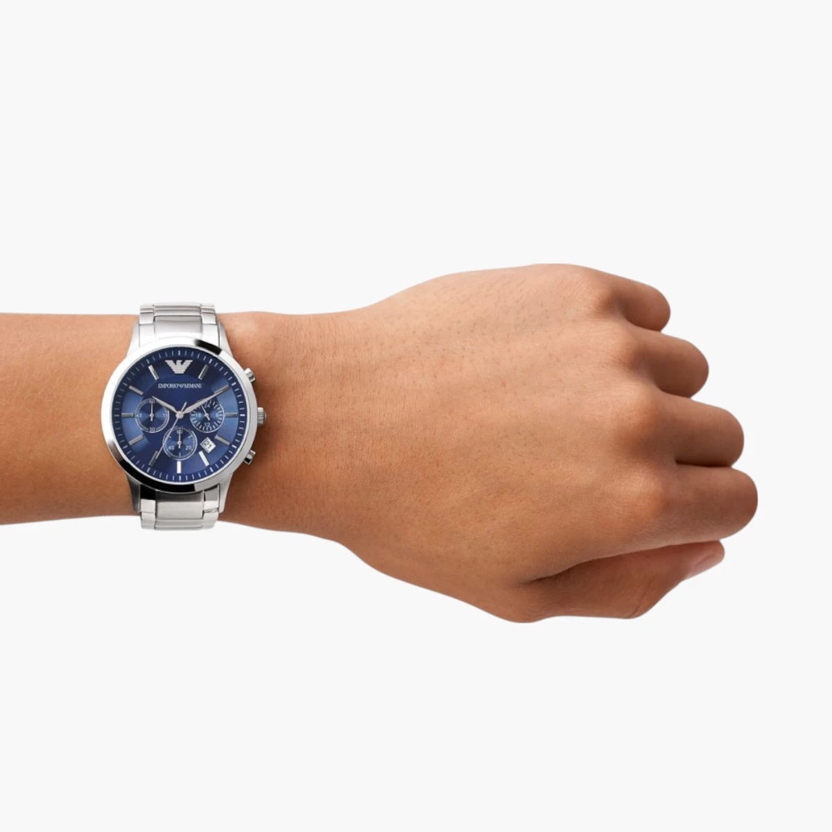 Emporio Armani Silver Round Chronograph Stainless Steel Watch | LEVISONS