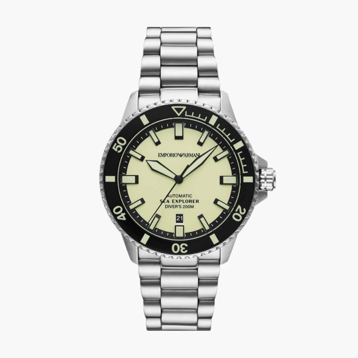 Emporio Armani Silver Sea Explorer Round Stainless Steel Watch | LEVISONS