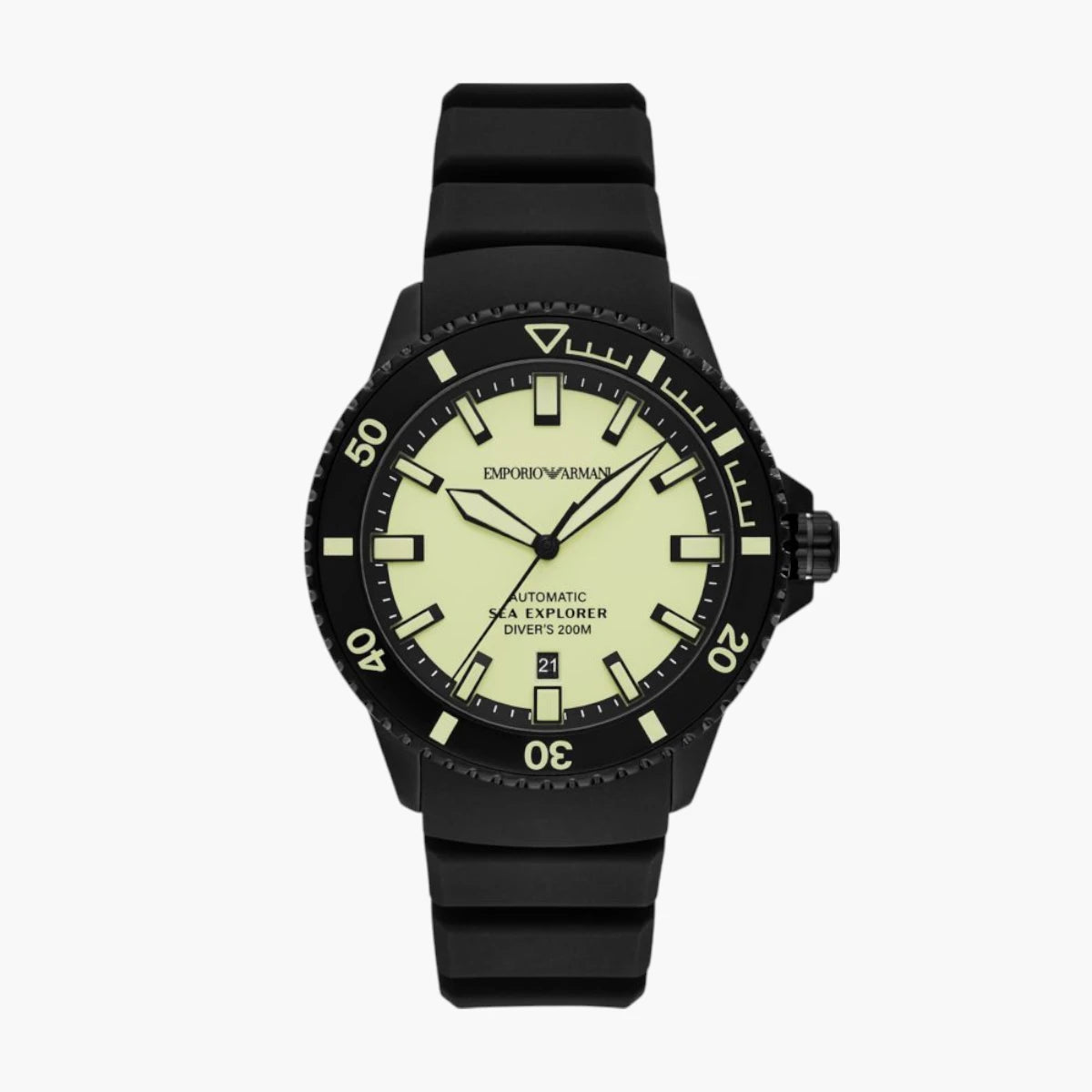 Emporio Armani Black Silicone Sea Explorer Watch | LEVISONS