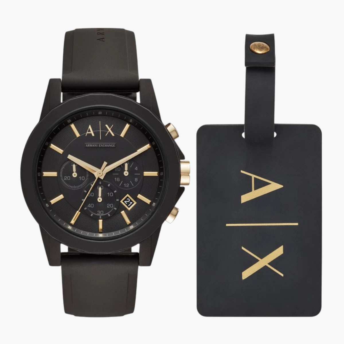 Armani Exchange 2-Tone Silicone Round Watch | LEVISONS