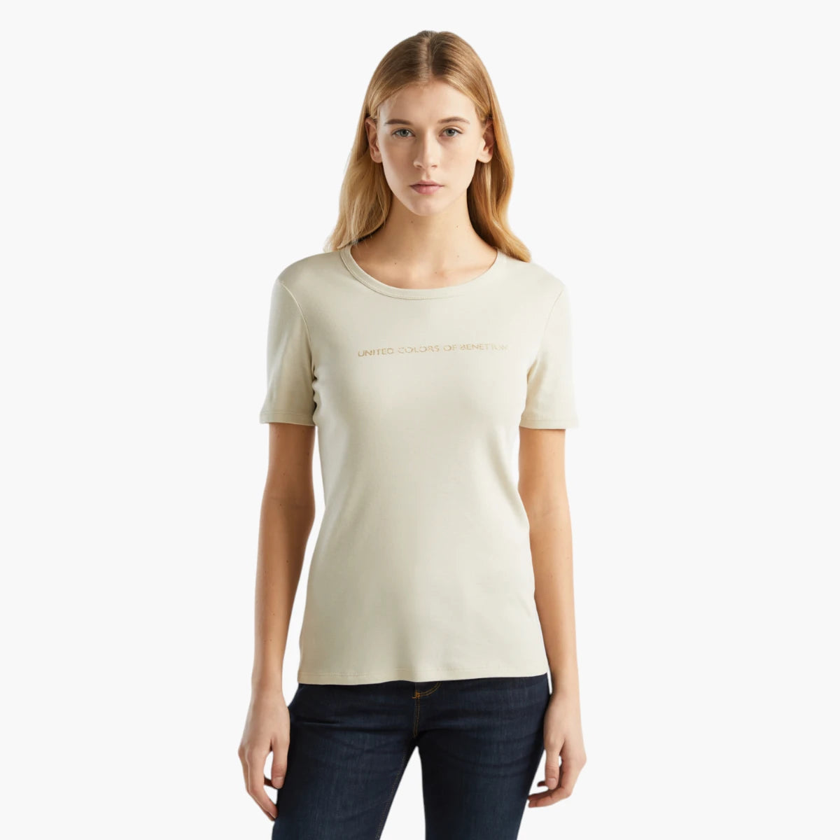 United Colors Of Benetton T-Shirt In 100% Cotton With Glitter Print Logo | LEVISONS