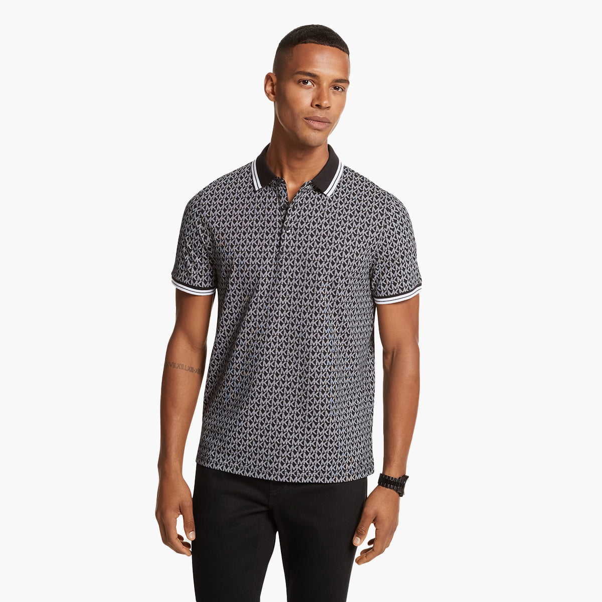 Michael Kors Greenwich Logo Print Cotton Jersey Polo Shirt | LEVISONS