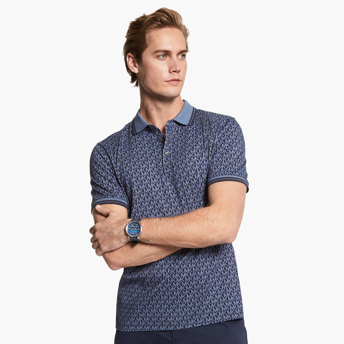 Michael Kors Greenwich Logo Print Cotton Jersey Polo Shirt | LEVISONS