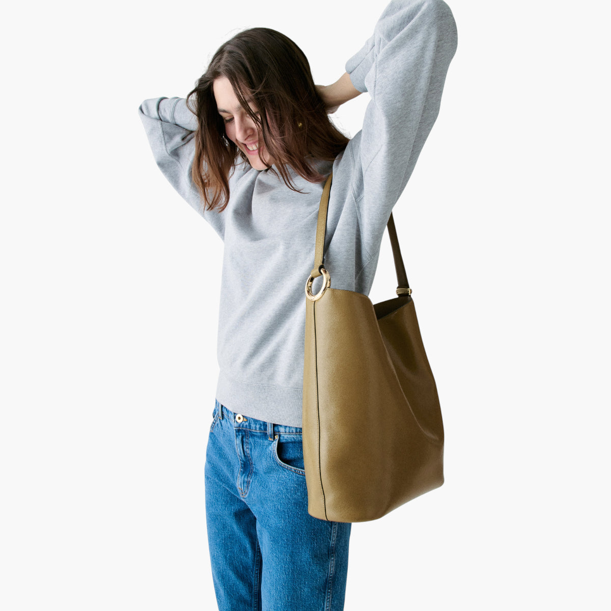Kate Spade Halo Glazed Leather Large Bucket Bag | LEVISONS