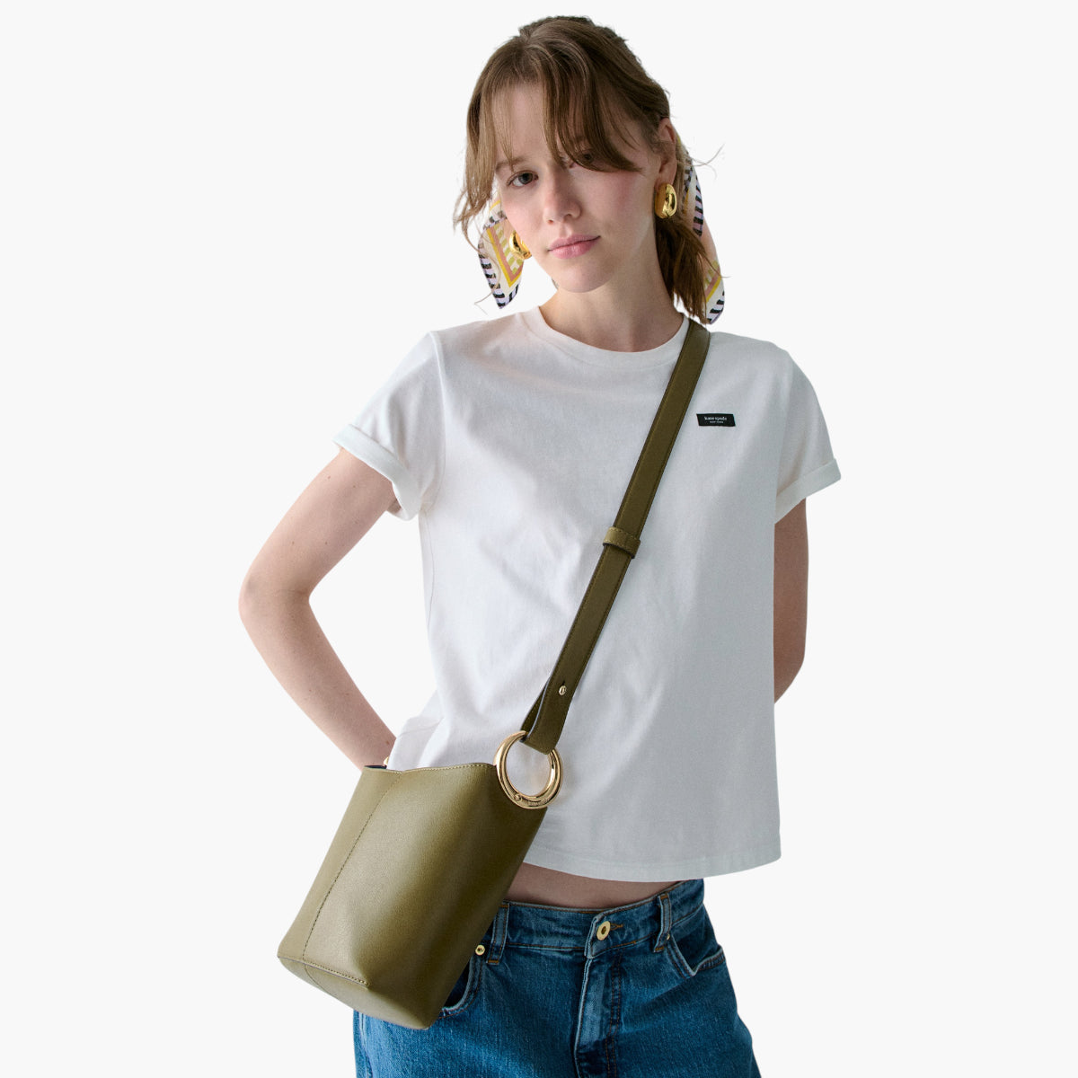 Kate Spade Halo Glazed Leather Mini Bucket Bag | LEVISONS