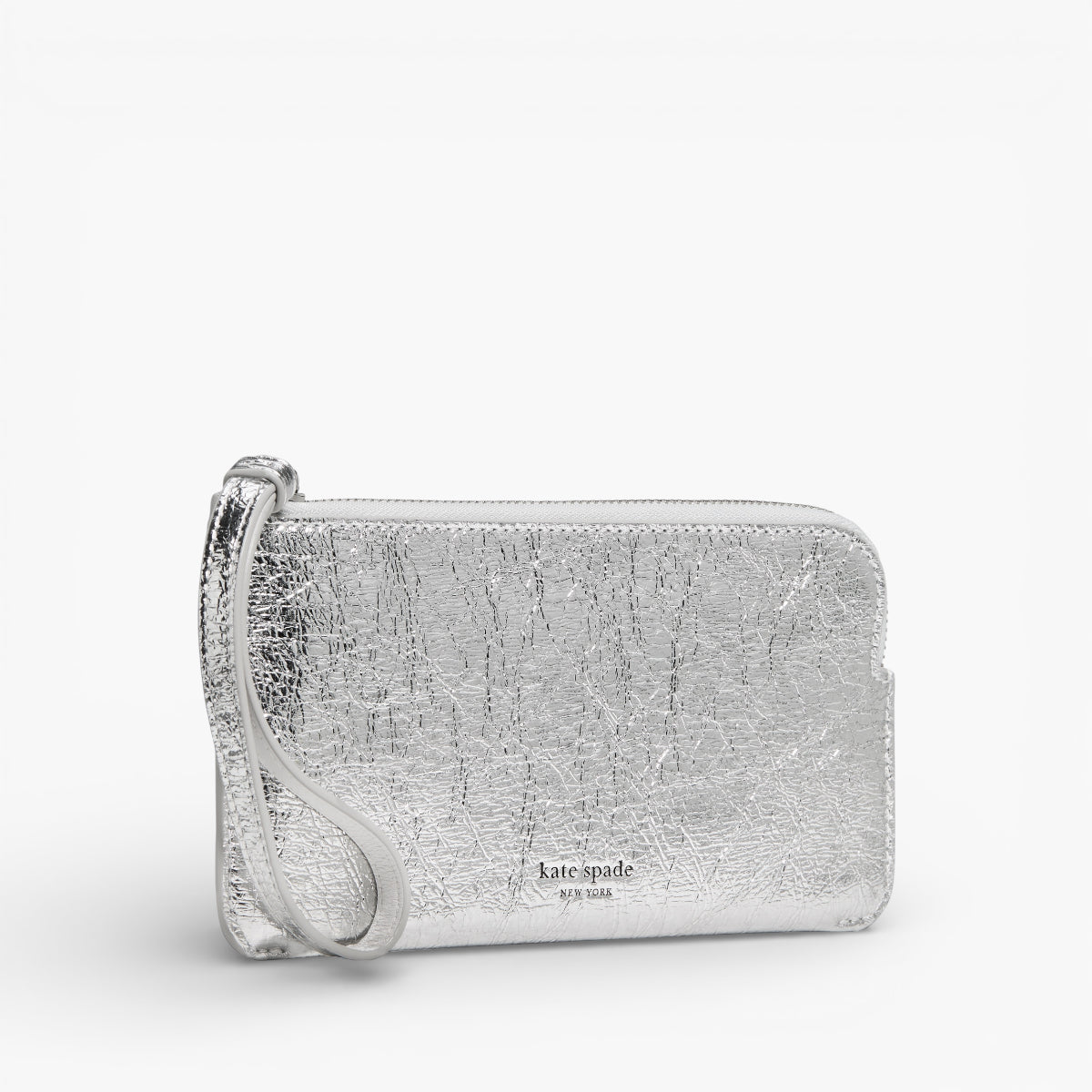 Kate Spade Zippy Crinkle Metallic Leather Small Wristlet | LEVISONS