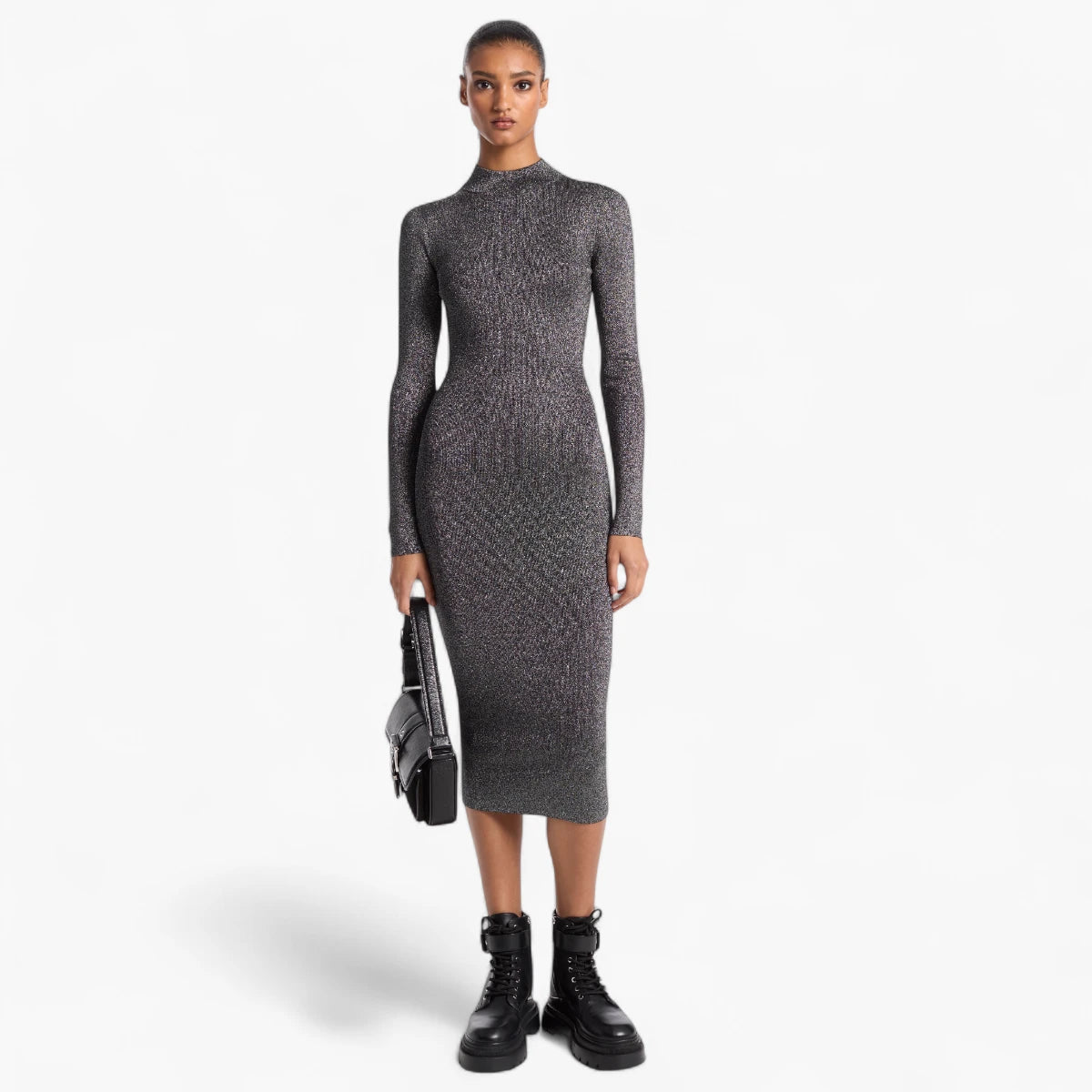 Michael Kors Metallic Knit Mock Neck Dress | LEVISONS