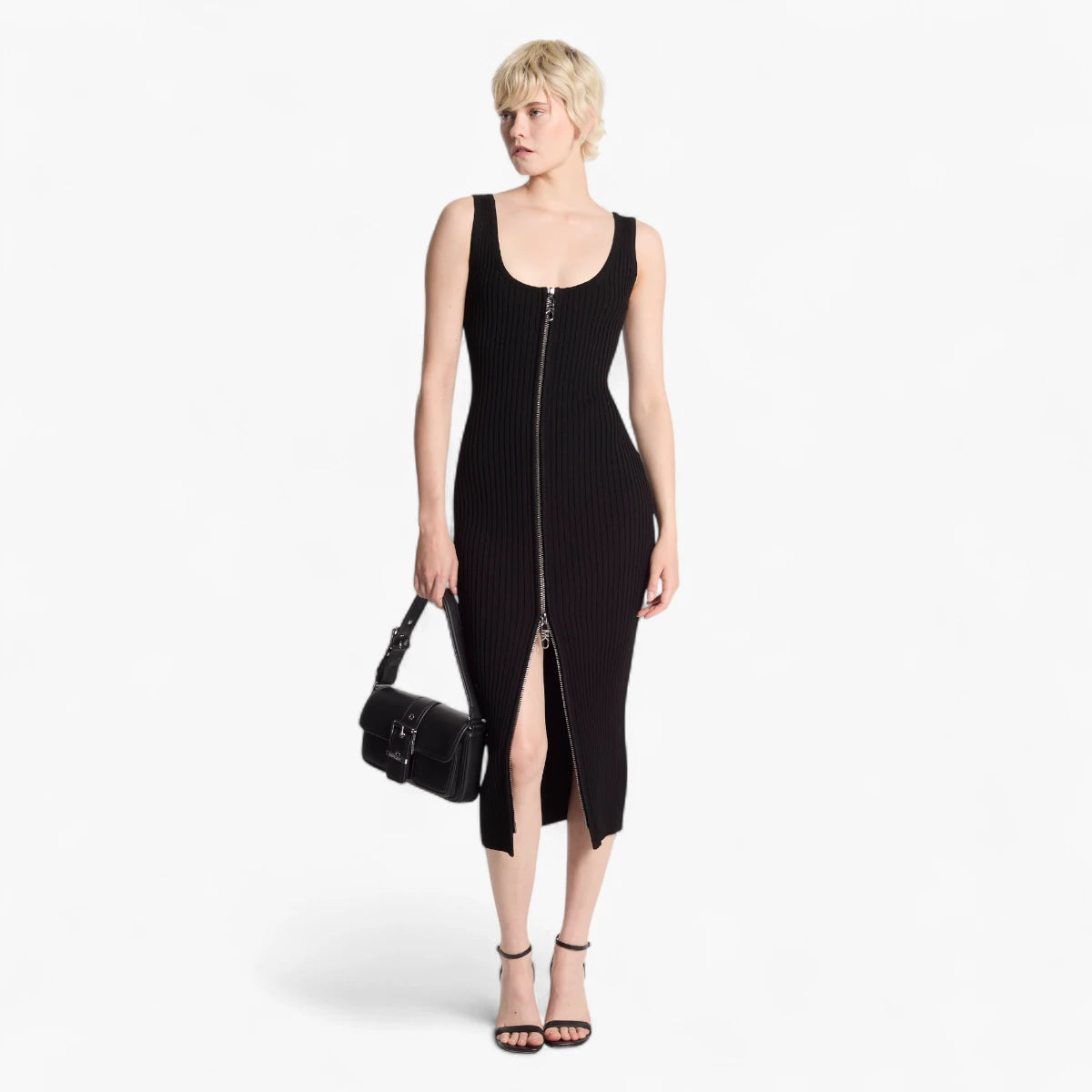 Michael Kors Ribbed Stretch Knit Zip Dress | LEVISONS