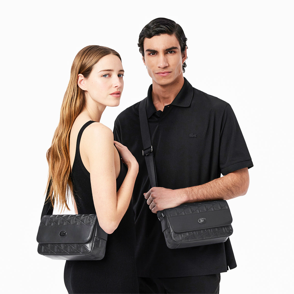 Lacoste Nomogramme Leather Flap Close Satchel | LEVISONS
