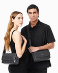 Lacoste Nomogramme Leather Flap Close Satchel | LEVISONS