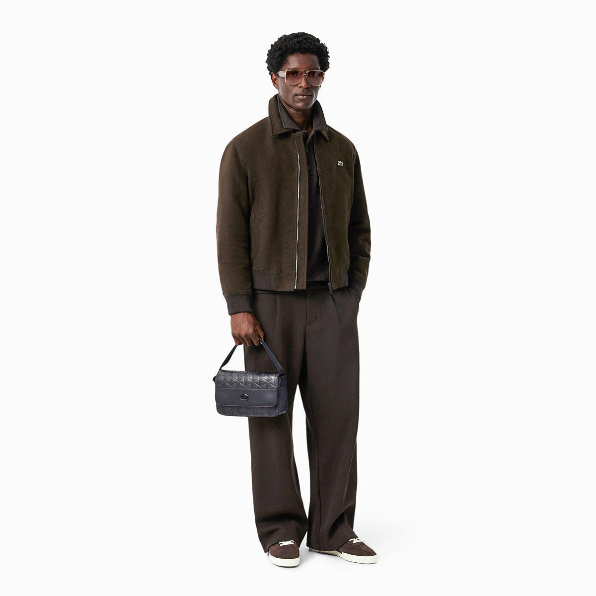 Lacoste Nomogramme Leather Flap Close Satchel | LEVISONS