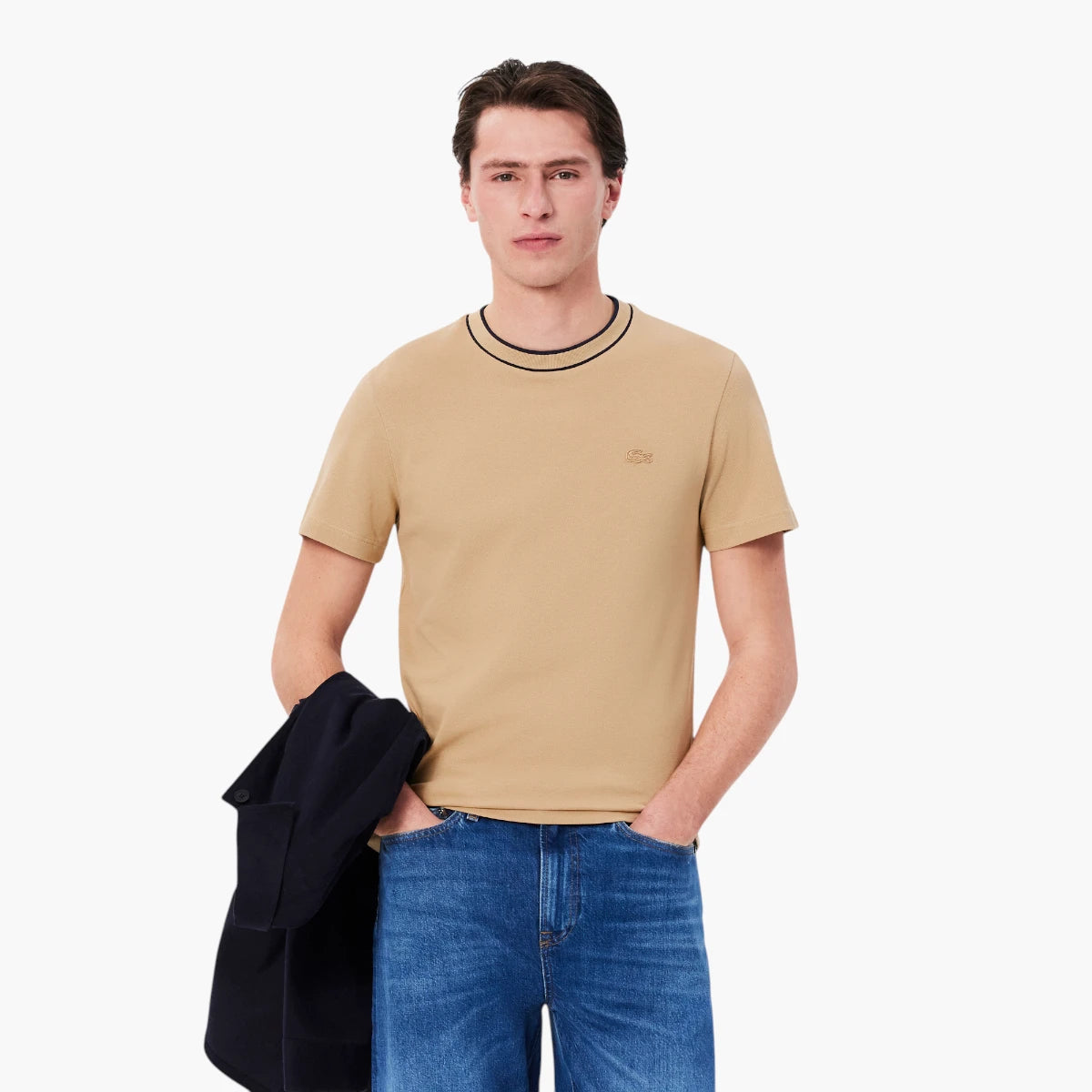 Lacoste Stretch Piqué Stripe Collar T-Shirt | LEVISONS