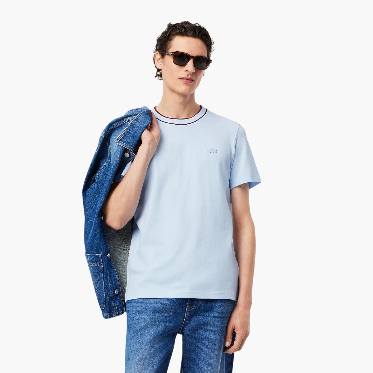 Lacoste Stretch Piqué Stripe Collar T-Shirt | LEVISONS