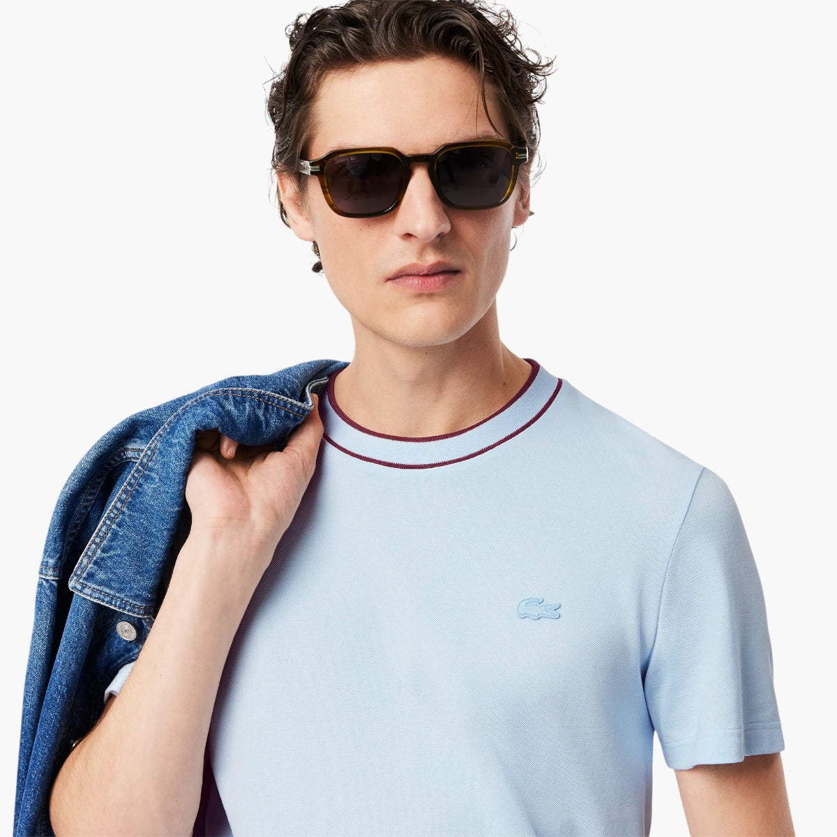 Lacoste Stretch Piqué Stripe Collar T-Shirt | LEVISONS