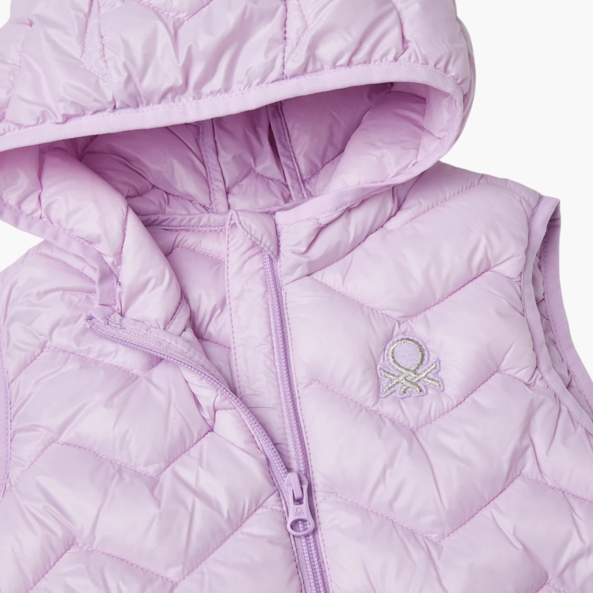 Benetton Silvery Logo Embroidered Hooded Vest | LEVISONS