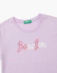 Benetton T-Shirt With Glittery Logo In Organic Cotton | LEVISONS