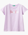 Benetton T-Shirt With Glittery Logo In Organic Cotton | LEVISONS