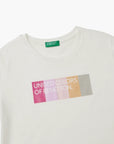 Benetton T-Shirt With Glittery Logo In Organic Cotton | LEVISONS