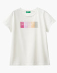 Benetton T-Shirt With Glittery Logo In Organic Cotton | LEVISONS
