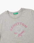 Benetton T-Shirt With Glittery Logo In Organic Cotton | LEVISONS