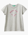 Benetton T-Shirt With Glittery Logo In Organic Cotton | LEVISONS