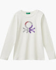 Benetton Long Sleeve T-Shirt With Glittery Print | LEVISONS
