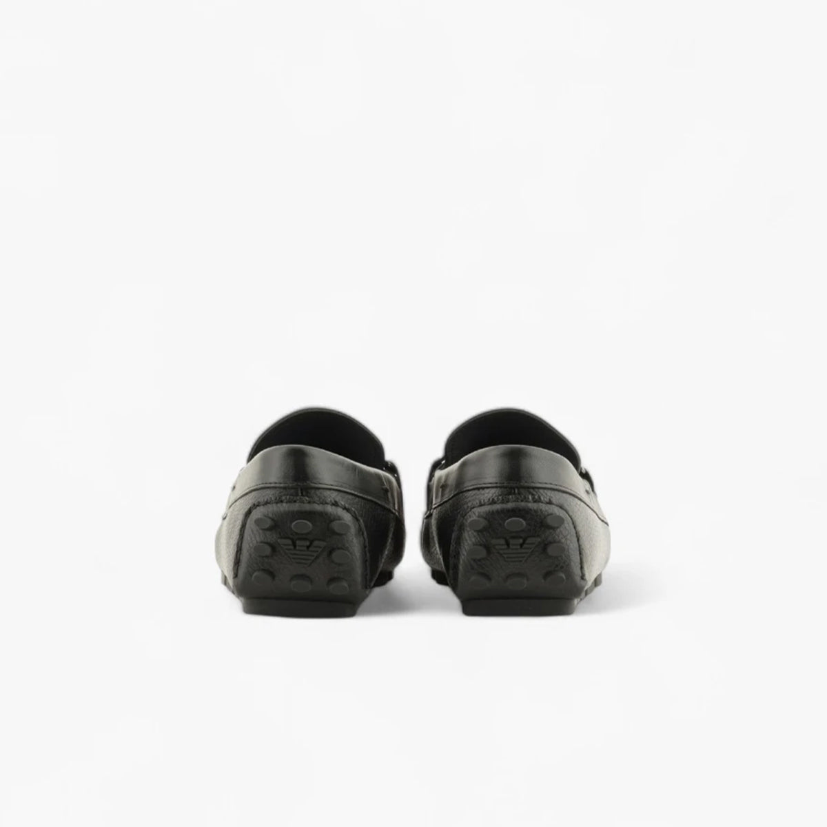 Emporio Armani Pebbled Leather Loafers With Branded Stirrup Bar | LEVISONS