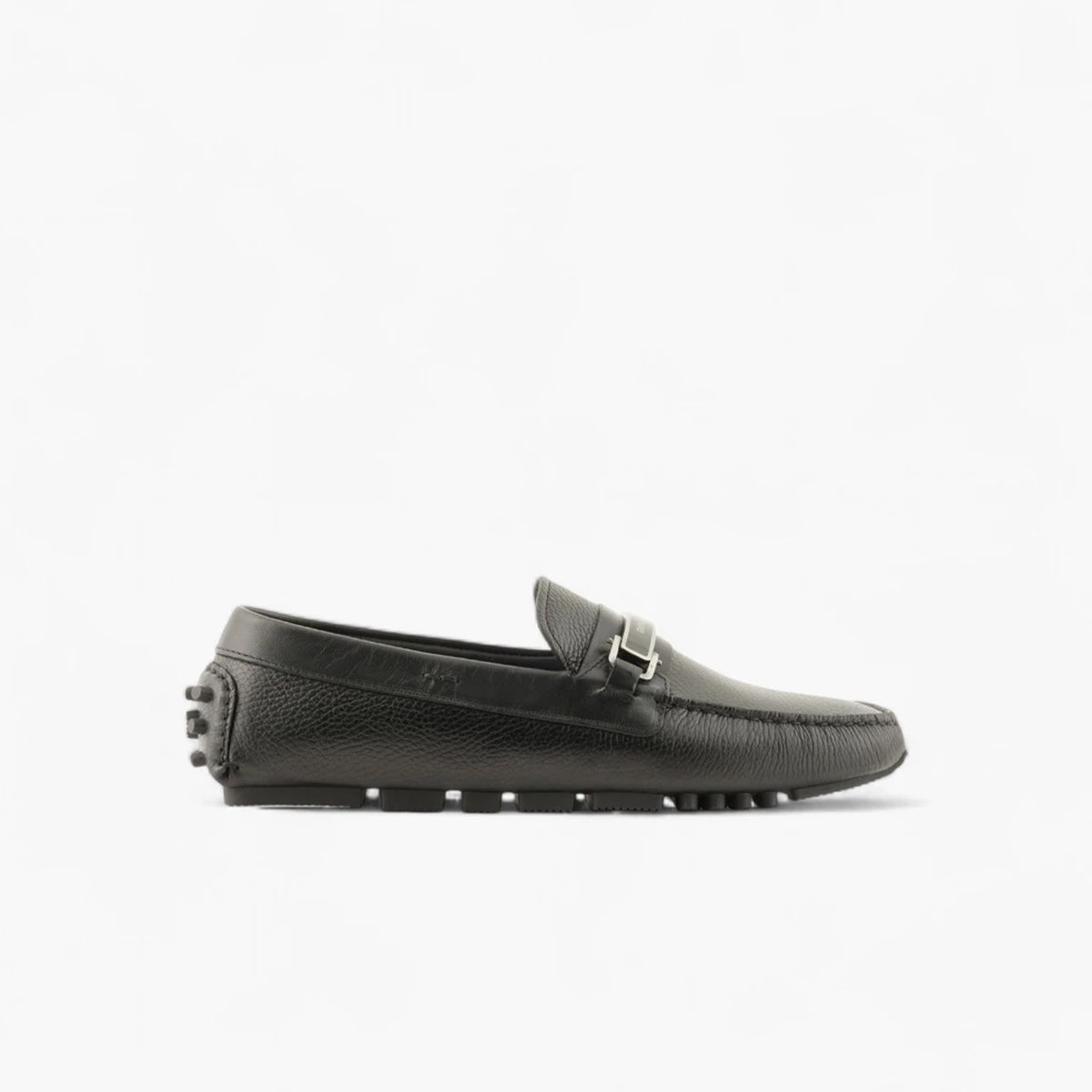 Emporio Armani Pebbled Leather Loafers With Branded Stirrup Bar | LEVISONS