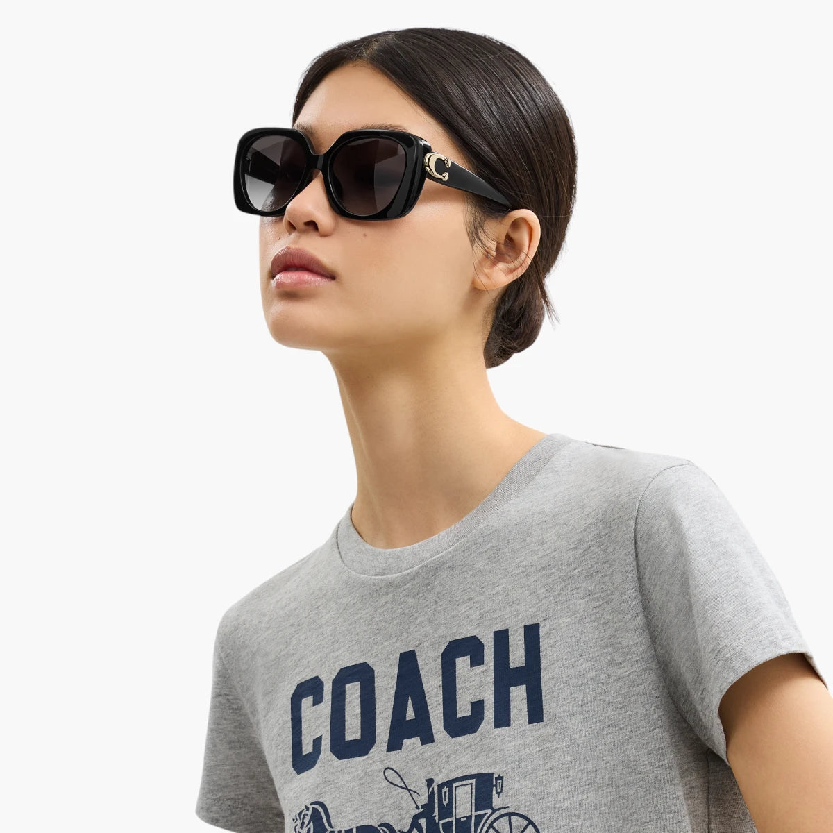 Coach Maxi Sculpted C Oversized Square Sunglasses | LEVISONS