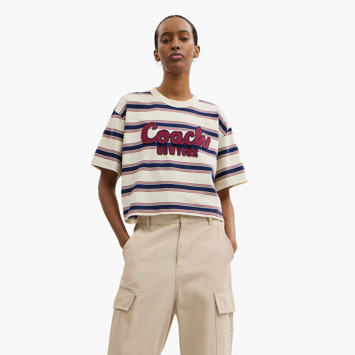 Cursive Coach Striped Cropped T-Shirt – Levisons