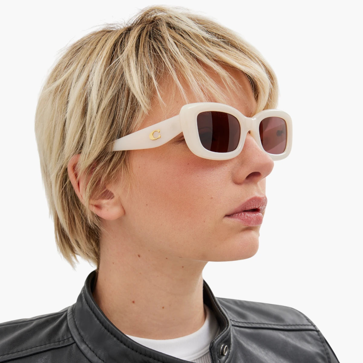 Coach C Hardware Narrow Rectangle Sunglasses | LEVISONS