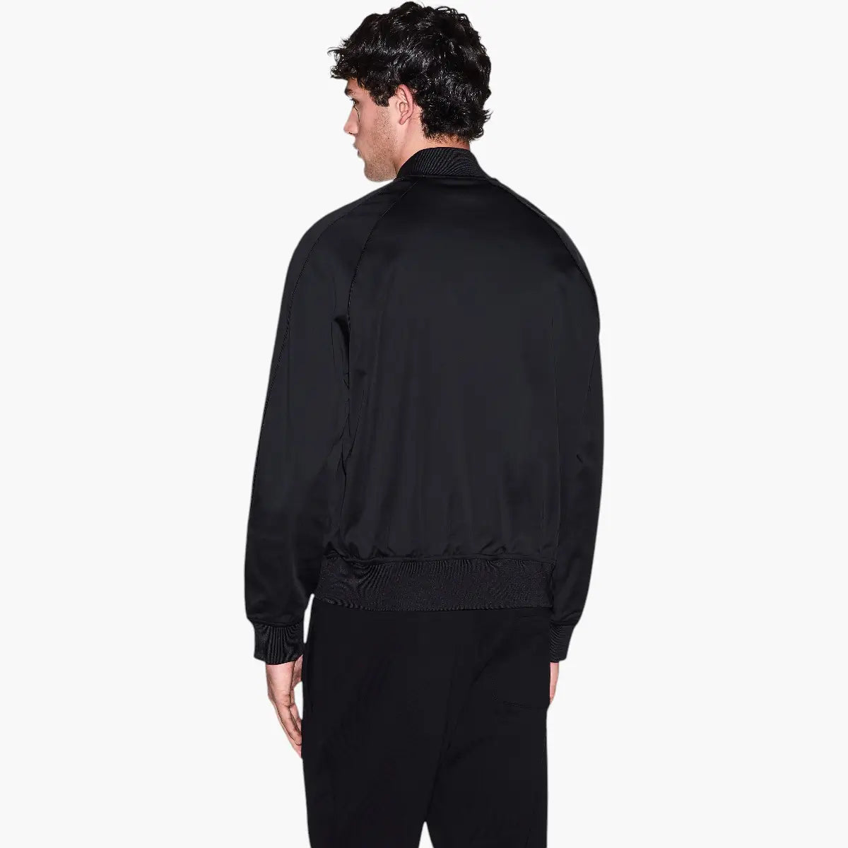 Armani Exchange Black And Gold Dual Zip Bomber Jacket With A Logo Patch | LEVISONS