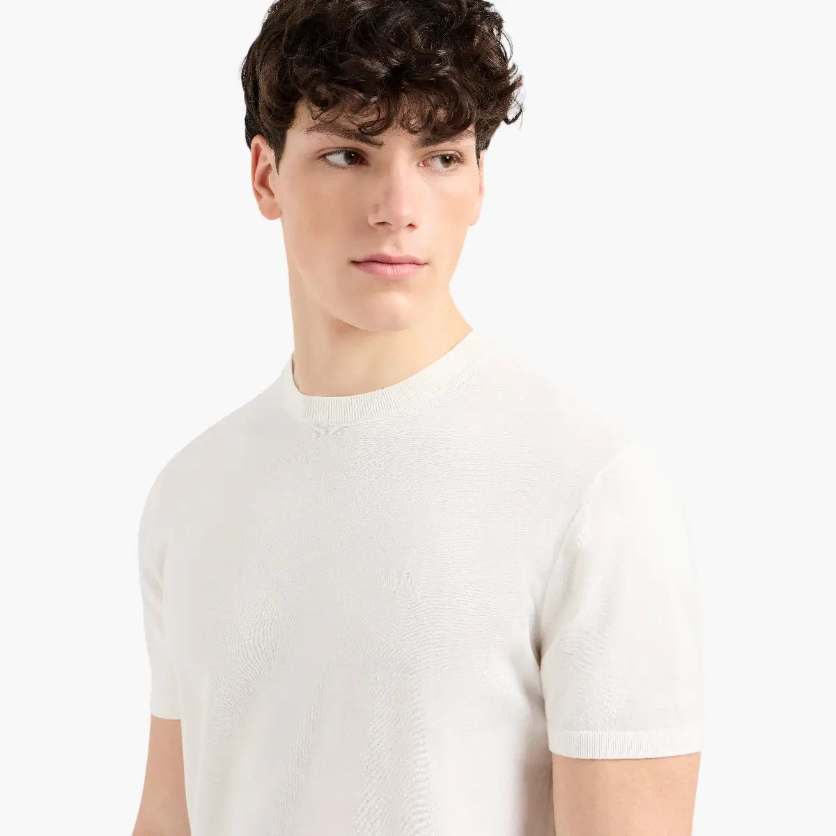 Armani Exchange Regular Fit Round Neck Cotton Knit Pullover With Tonal Embroidered Logo | LEVISONS