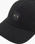 Armani Exchange Black Cotton Cap With Gold Logo Patch And An Adjustable Back | LEVISONS