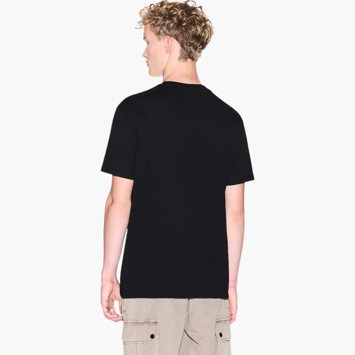 Armani Exchange Black And Gold Regular Fit Cotton Crewneck T-Shirt | LEVISONS