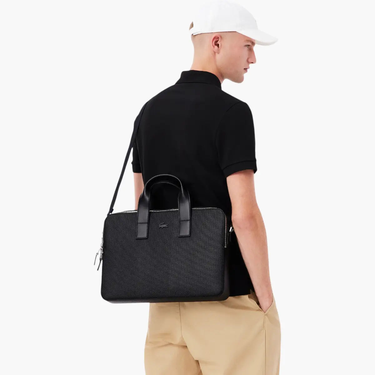 Lacoste Chantaco Leather Laptop Bag | LEVISONS