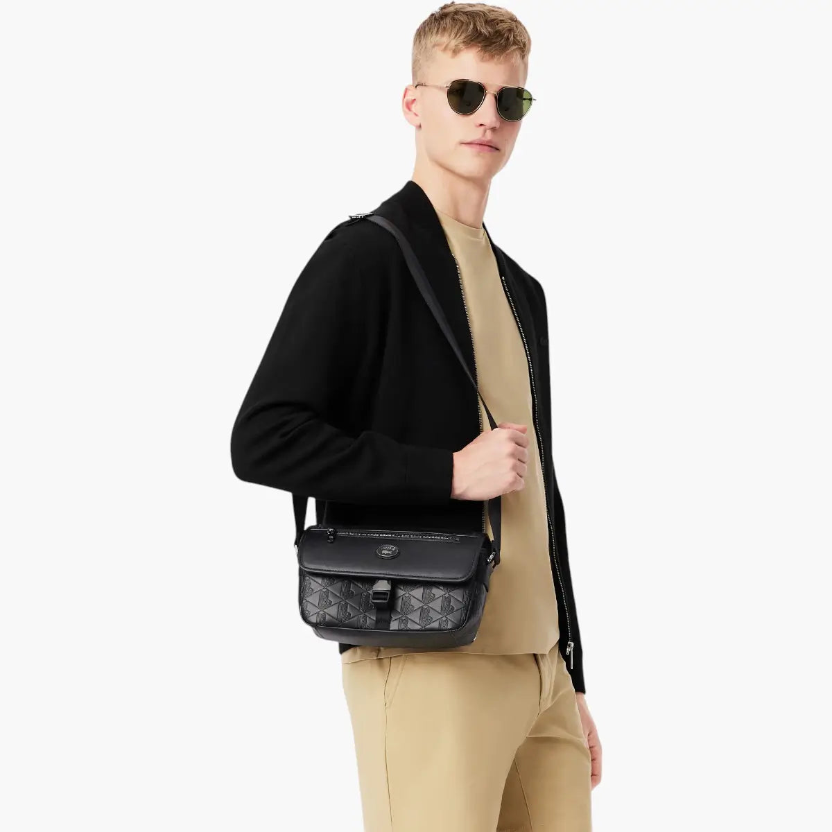 Lacoste Small Monogram Leather Flap Satchel | LEVISONS
