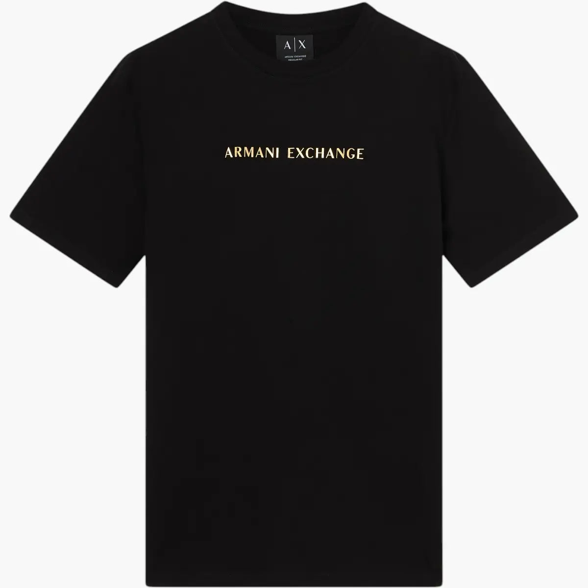 Armani Exchange Black And Gold Regular Fit Cotton Crewneck T-Shirt | LEVISONS