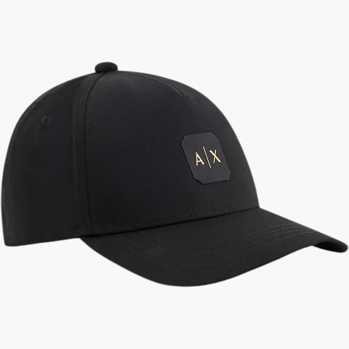 Armani Exchange Black Cotton Cap With Gold Logo Patch And An Adjustable Back | LEVISONS