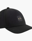 Armani Exchange Black Cotton Cap With Gold Logo Patch And An Adjustable Back | LEVISONS