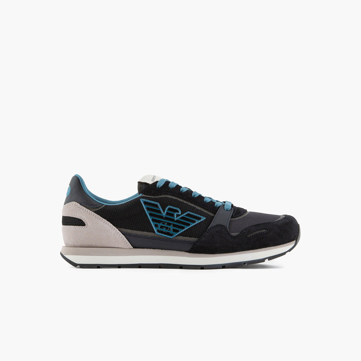 Emporio Armani Mesh Sneakers With Suede Details And Eagle Patch | LEVISONS