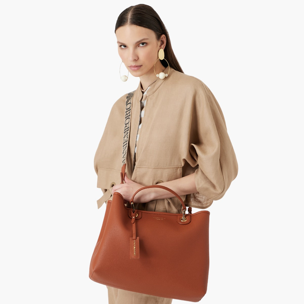 Emporio Armani Medium Myea Shopper Bag With Deer Print | LEVISONS