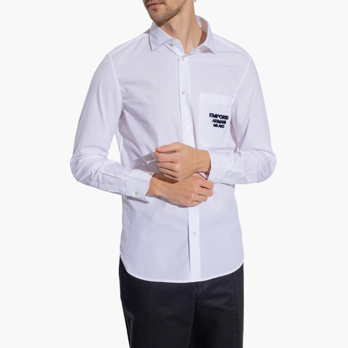 Emporio Armani Shirt With Milano Logo In Embossed Fabric On The Pocket | LEVISONS