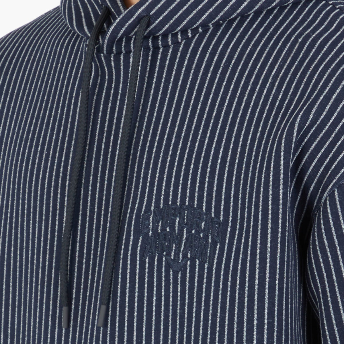 Emporio Armani Hooded Sweatshirt In Pinstriped Jersey | LEVISONS
