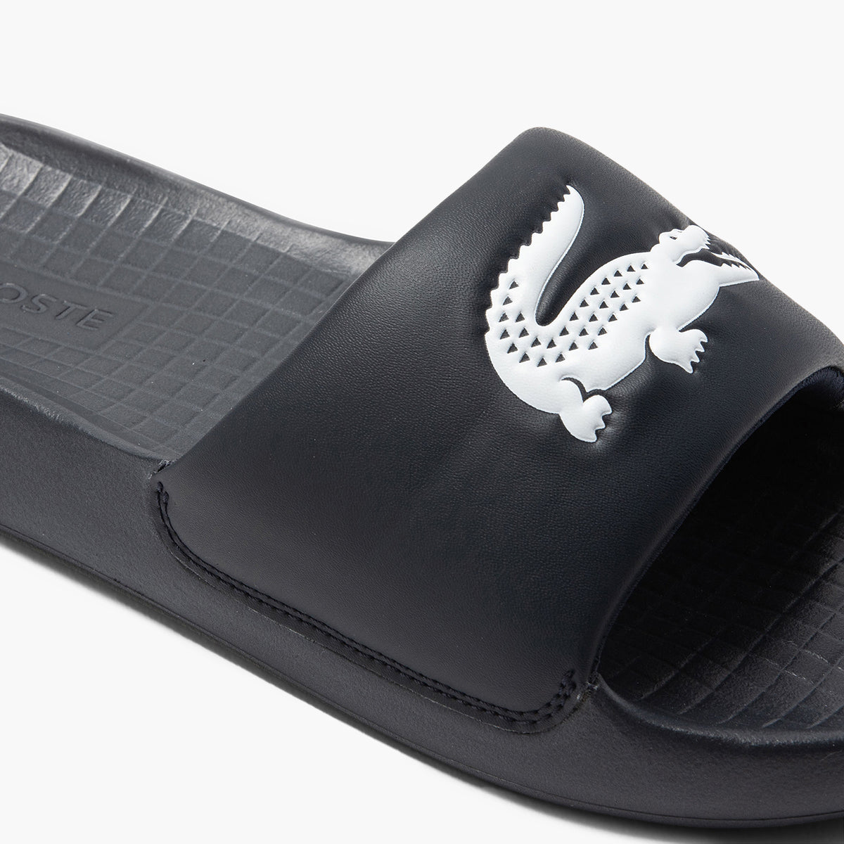 Lacoste leather slides hotsell