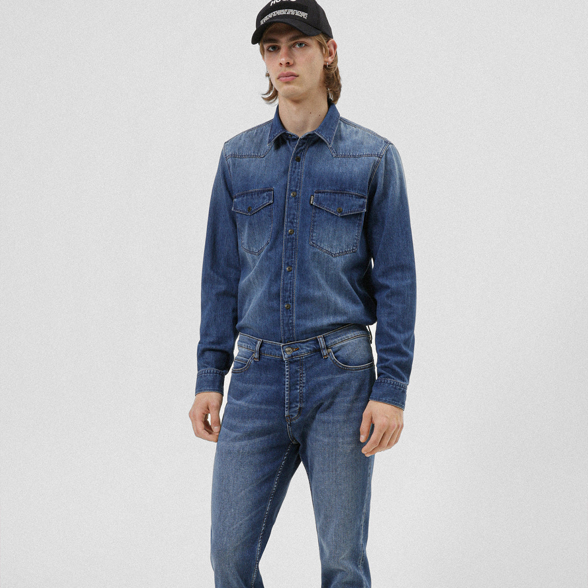 Hugo Tapered-Fit Jeans In Mid-Blue Comfort-Stretch Denim | LEVISONS