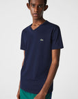 Lacoste V-Neck Pima Cotton Jersey T-Shirt | LEVISONS